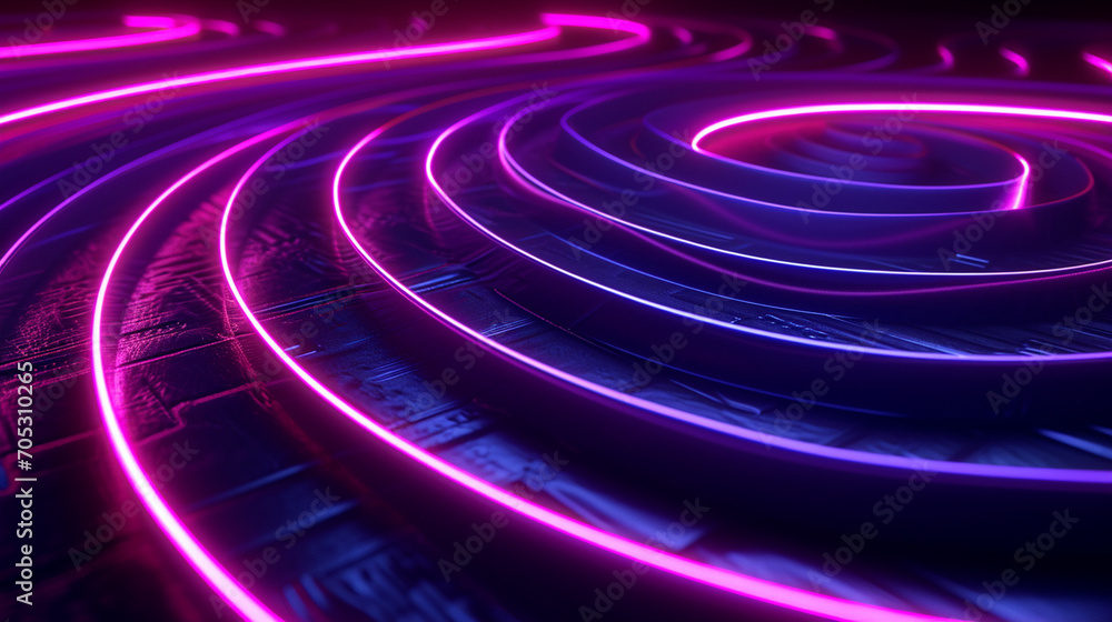 Fototapeta premium Mesmerizing Maze Of Neon Lines On A Dark Surface Wit Wallpaper