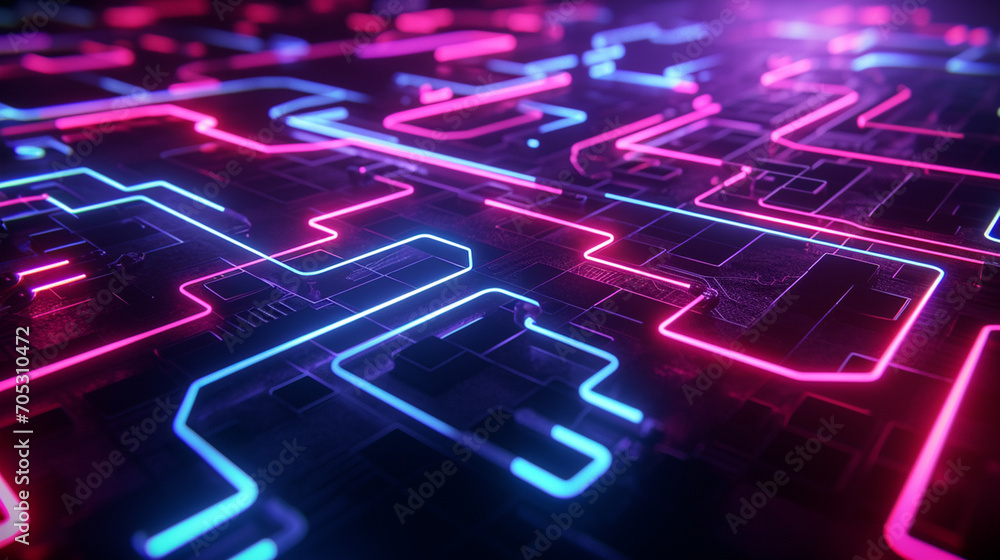 Mesmerizing Maze Of Neon Lines On A Mysterious Dark Scene Background Mesmerizing Maze Of Neon Lines On A Mysterious Dark Scene Background