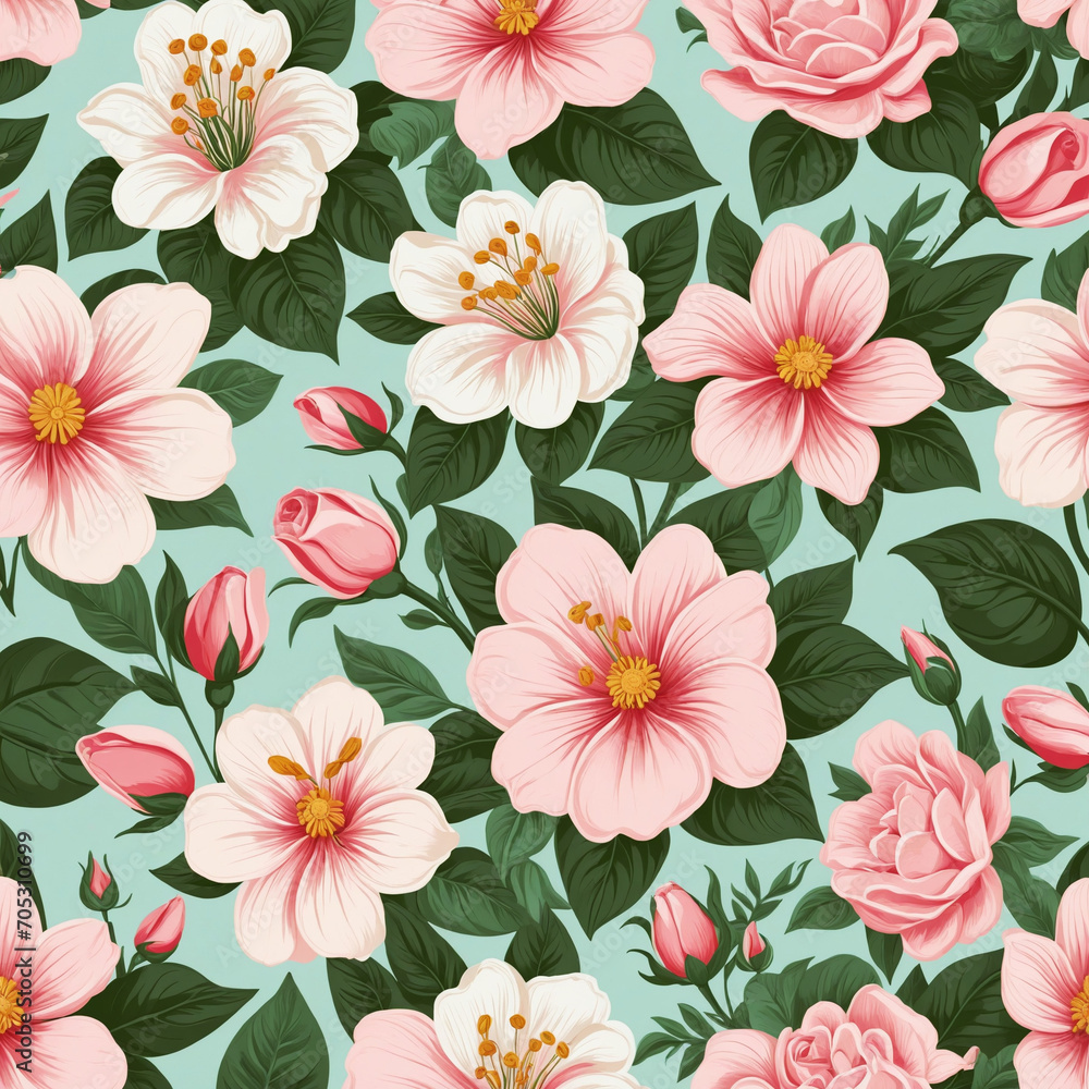 Floral design for a seamless pattern Floral design for a seamless pattern