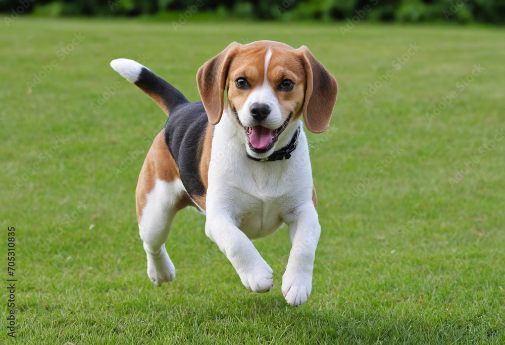 Adorable Beagle Puppy Having Fun Jumping and Playing with its Owner