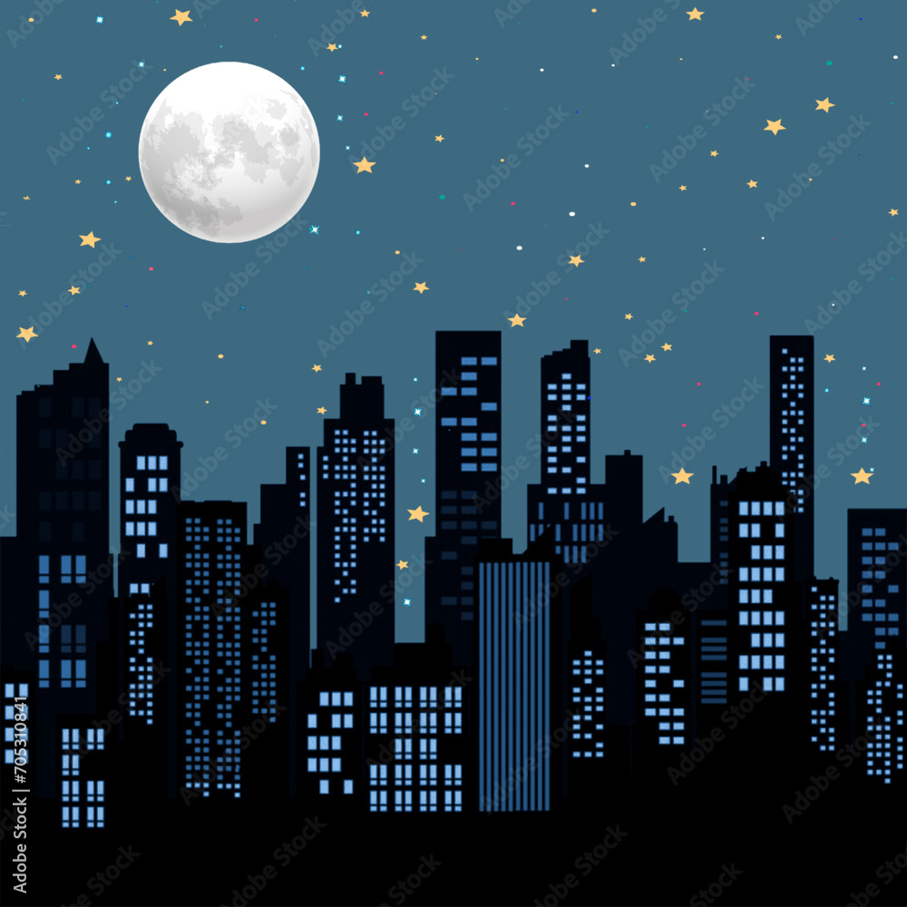 night city landscape vector illustration 