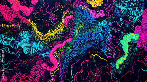 Mesmerizing Maze Of Neon Patterns On A Dark Abstract Capture Technology Wallpaper