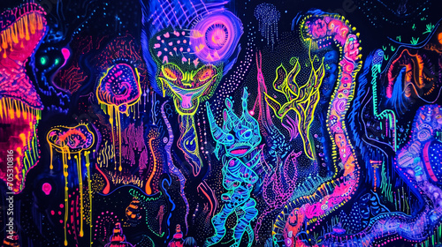 Mesmerizing Maze Of Neon Patterns On A Dark Abstract Capture Wallpaper