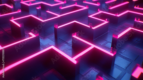 Mesmerizing Maze Of Neon Patterns On A Dark Surface Capture Background