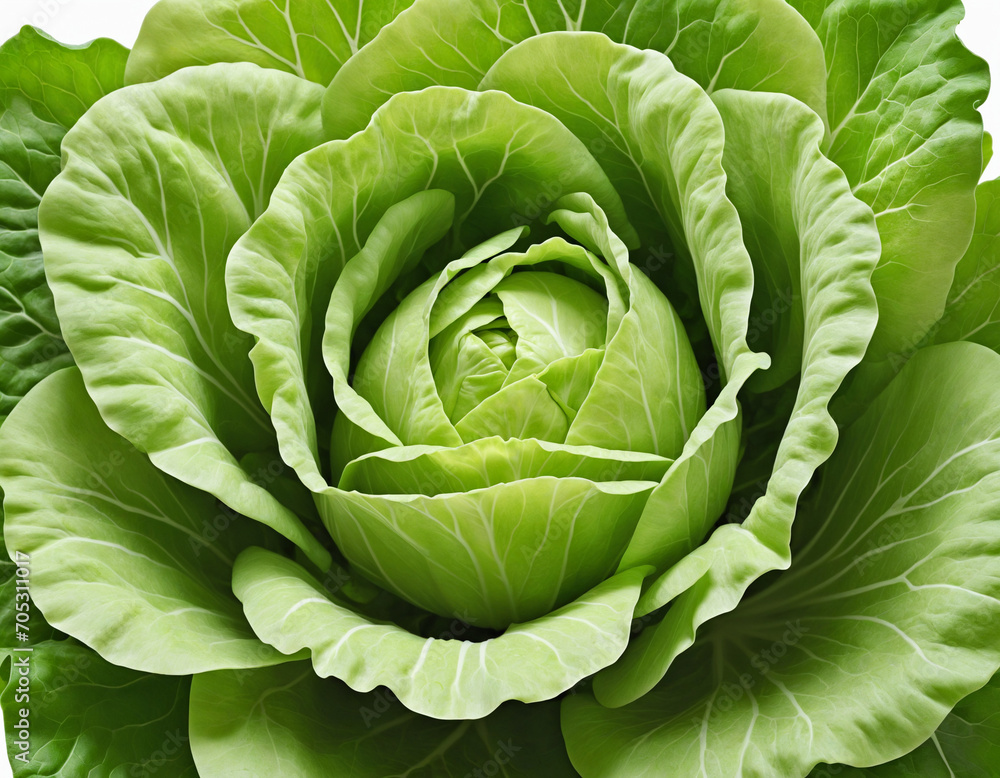 Obraz premium Crisp lettuce on clean, white and transparent background, PNG