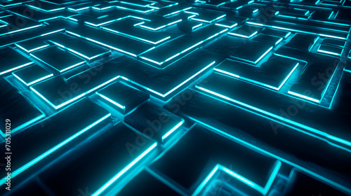 Mesmerizing Maze Of Neon Patterns On A Dark Surface View Background