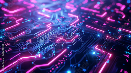 Mesmerizing Maze Of Neon Patterns On A Dark Surface Image Technology Wallpaper