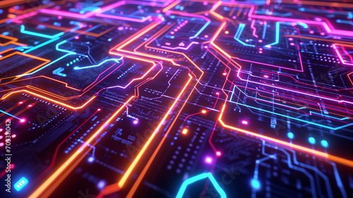 Mesmerizing Maze Of Neon Patterns On A Dark Surface Image Wallpaper
