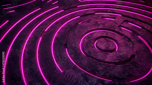 Neon Circles And Lines Merging Into An Intricate Maz Scene Technology Wallpaper