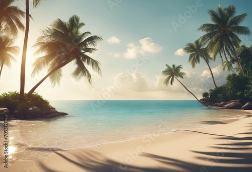 Vector illustration of tropical beach in daytime stock illustrationBeach Sea Backgrounds Watercolor Painting