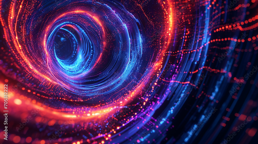 Obraz premium blue neon abstract technology inspired dark wallpaper background