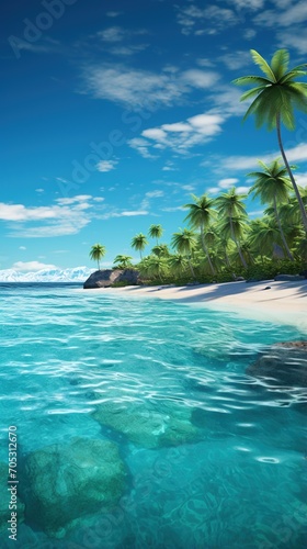 Tranquil Beach Scenery with Coconut Trees