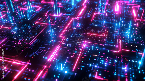 Technology-inspired Neon Patterns Creating A Dynamic Background