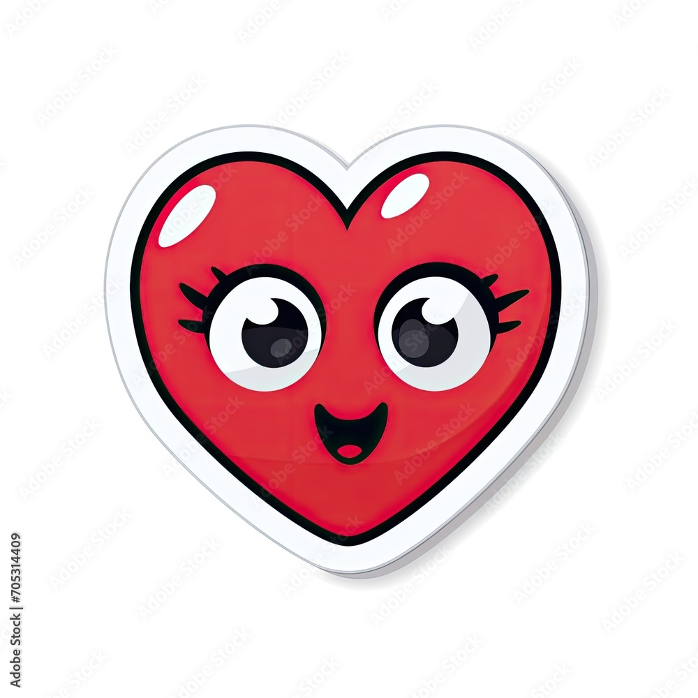 Goofy Heart Sticker Character on a White Background Goofy Heart Sticker Character on a White Background