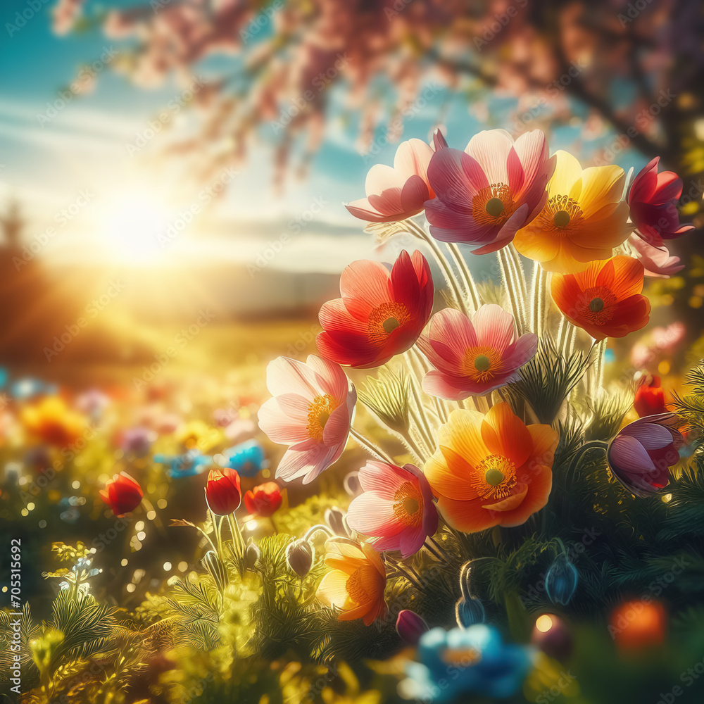 Obraz premium Beautiful blooming flowers. Spring-summer garden, fairy tale nature