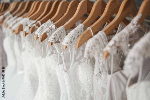 Elegant Bridal Gowns on Display at a Boutique Wedding Shop