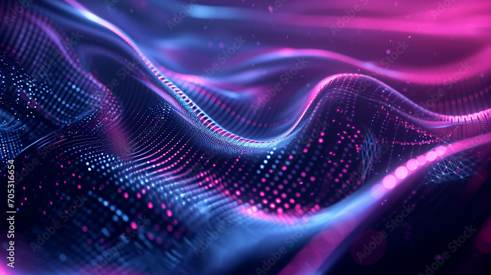 Dark Abstract Background With Neon Waves And Futuris Wallpaper