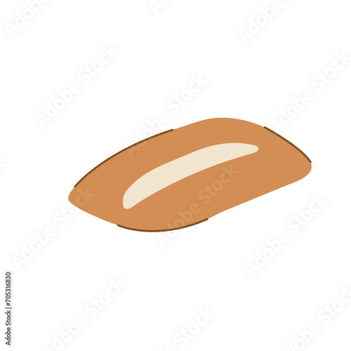 Ciabatta bun on isolated white background in flat style. Food and bakery products. Carbohydrates. Vector illustration.