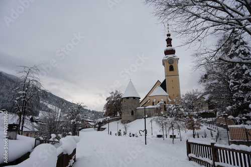The tourist resort of Tarvisio after a heavy snowfall