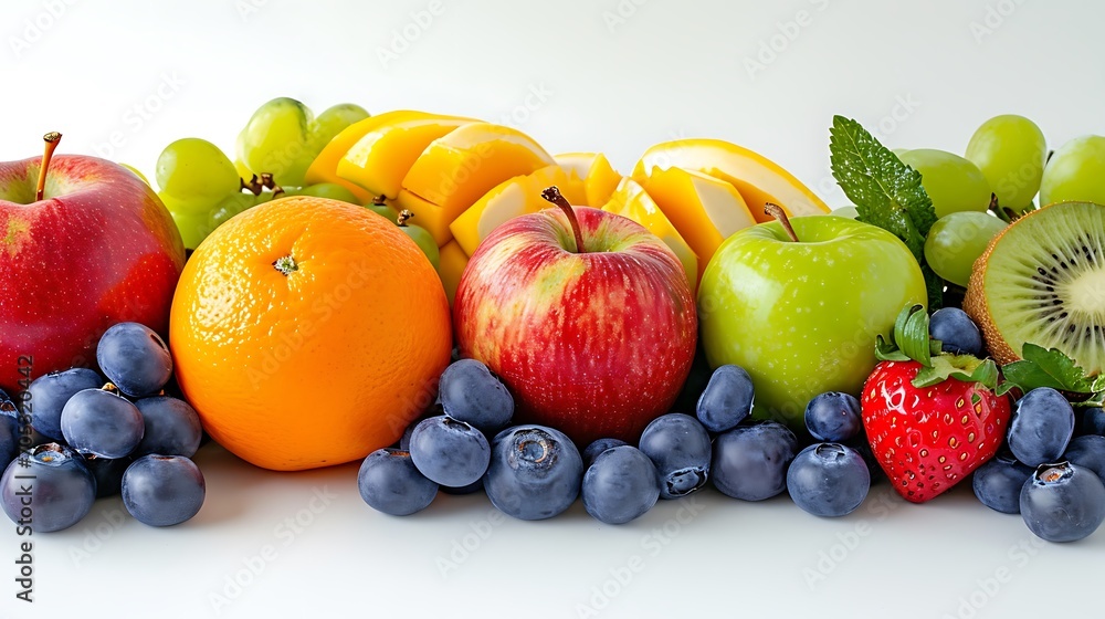 Including various fruits white background Including various fruits white background