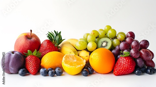 Including various fruits white background