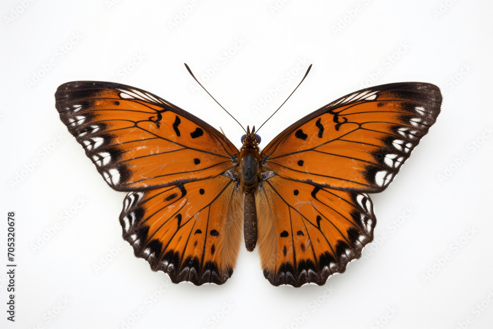Fototapeta premium Wildlife orange closeup nature insect wings beauty isolated white butterfly macro animal