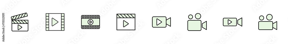 Video icon set. video camera icon vector. movie sign. cinema Video icon set. video camera icon vector. movie sign. cinema