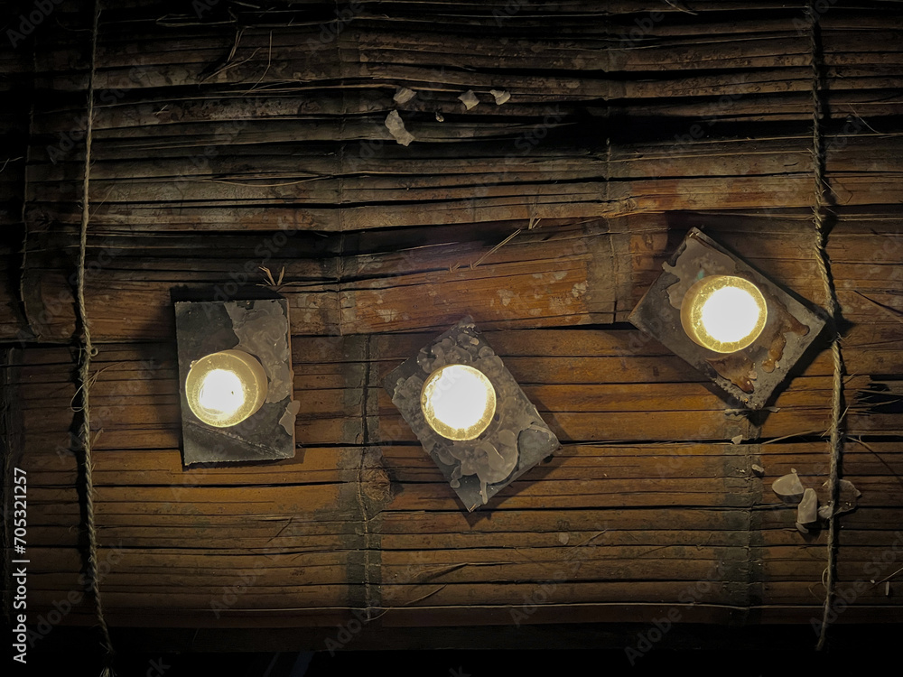 candles on old wooden table with ropes candles on old wooden table with ropes