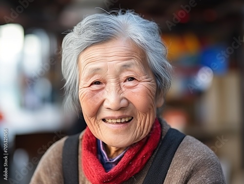 Portrait of a smiling elderly Chinese woman