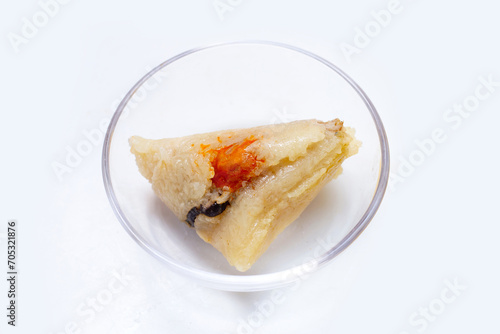 Chinese rice dumpling (zongzi) on white background. photo