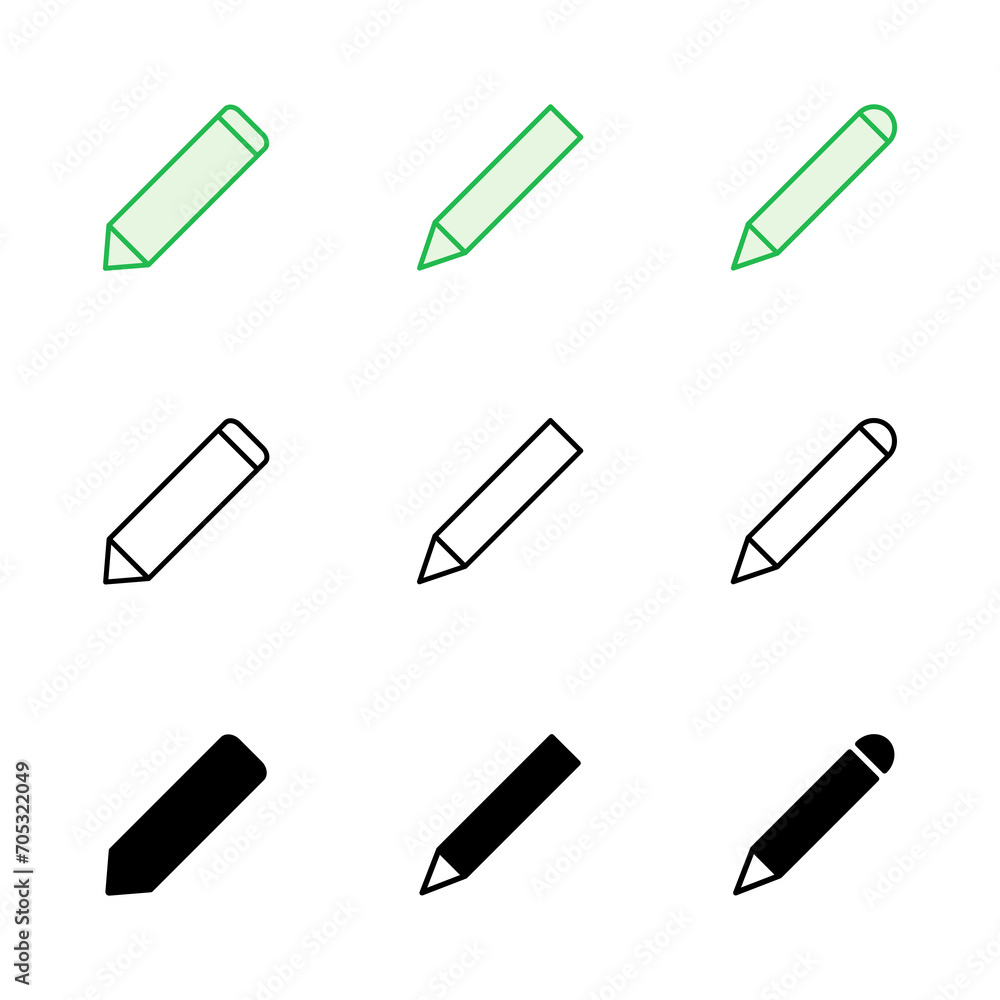 Pencil icon set. pen symbol. edit icon vector Pencil icon set. pen symbol. edit icon vector