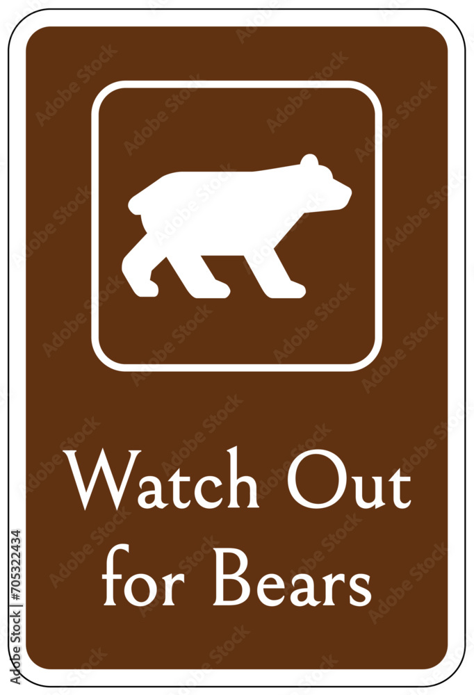 Directional hiking trail safety sign watch out for bears