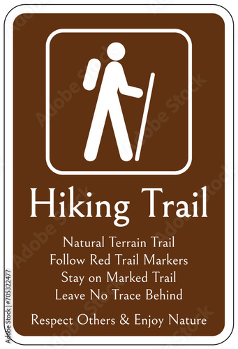 Directional hiking trail safety sign