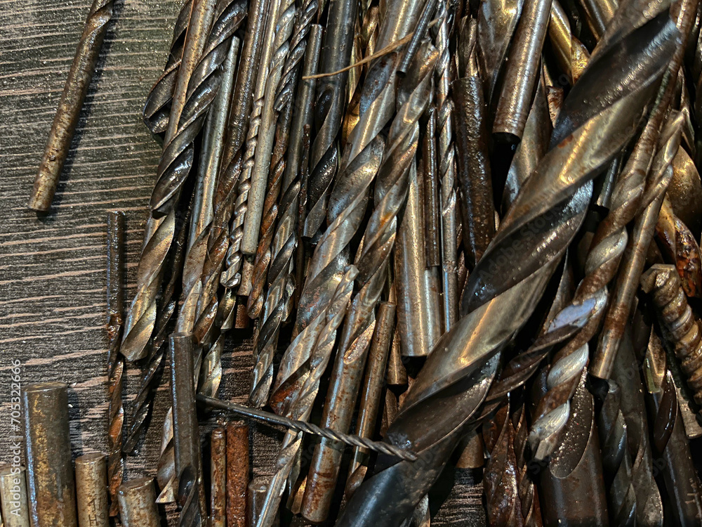 close-up of drill bits of different sizes close-up of drill bits of different sizes
