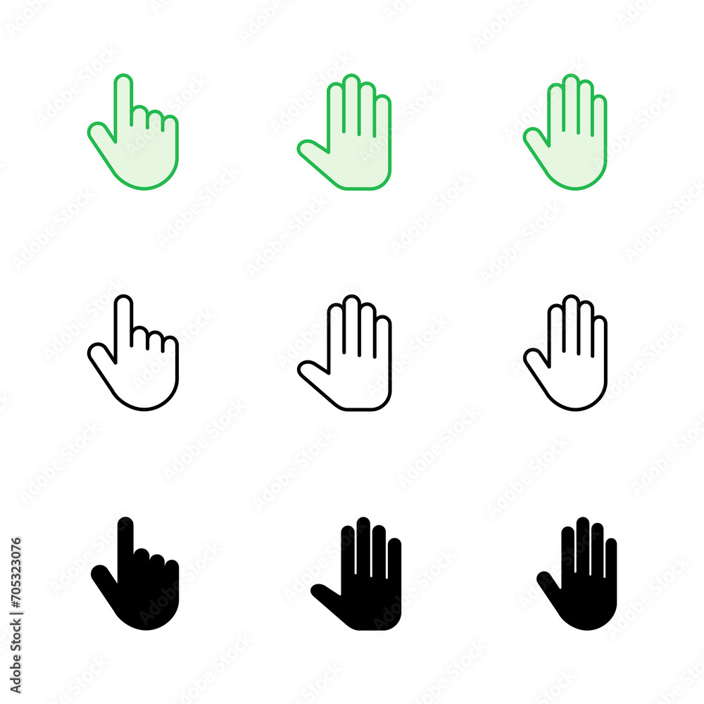 Fototapeta premium Hand icon set. hand vector icon, palm,click