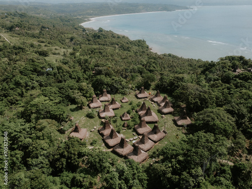 Drone shoot of Sumba traditional village, Indonesia photo