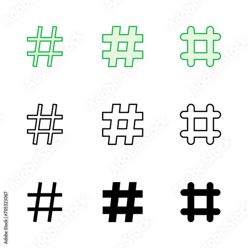 Hashtag icon set. hashtag symbol