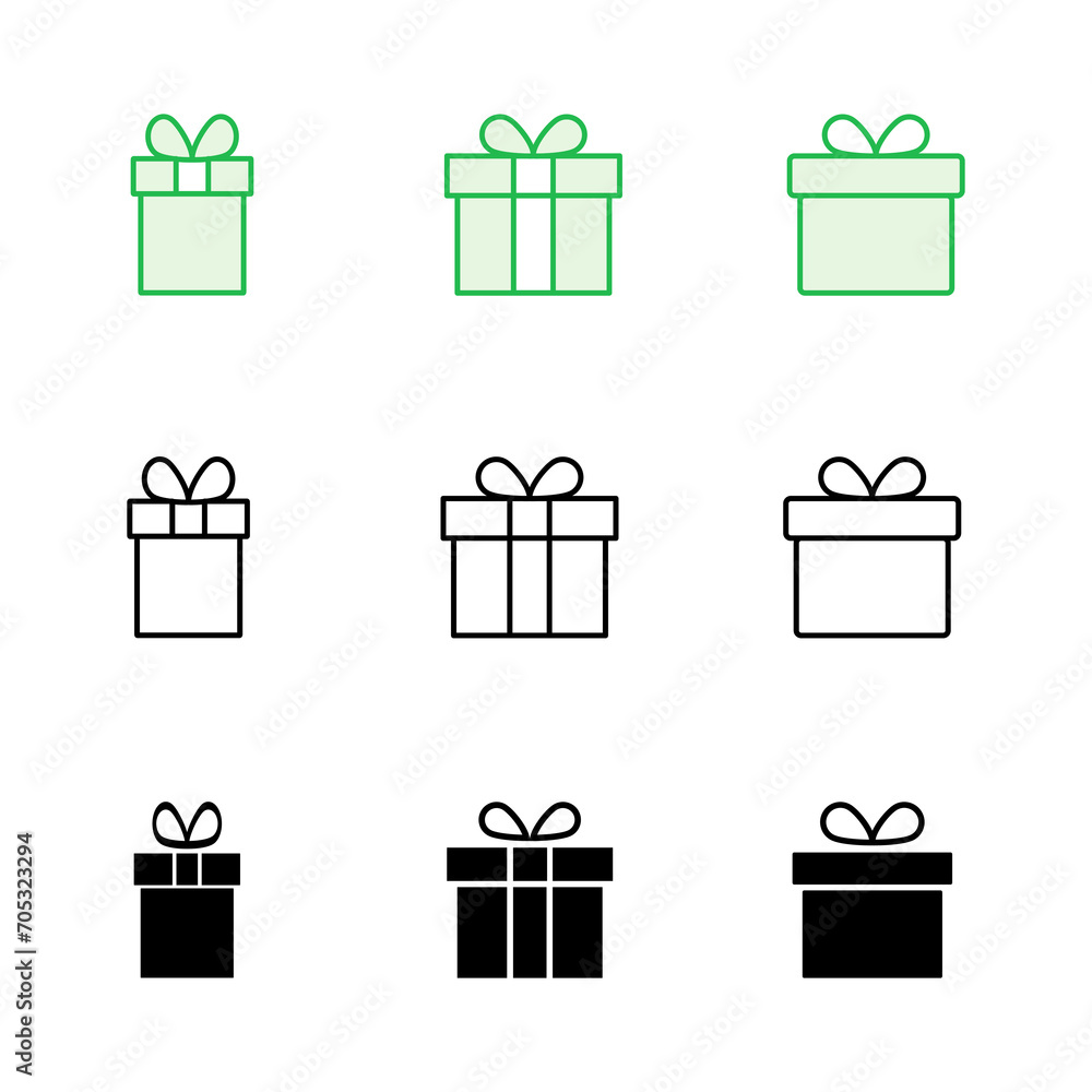 Gift icon set. gift vector icon. birthday gift Gift icon set. gift vector icon. birthday gift