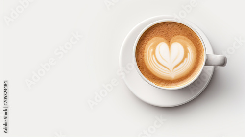 A Cup of Coffee with Heart shaped froth and Copy Space