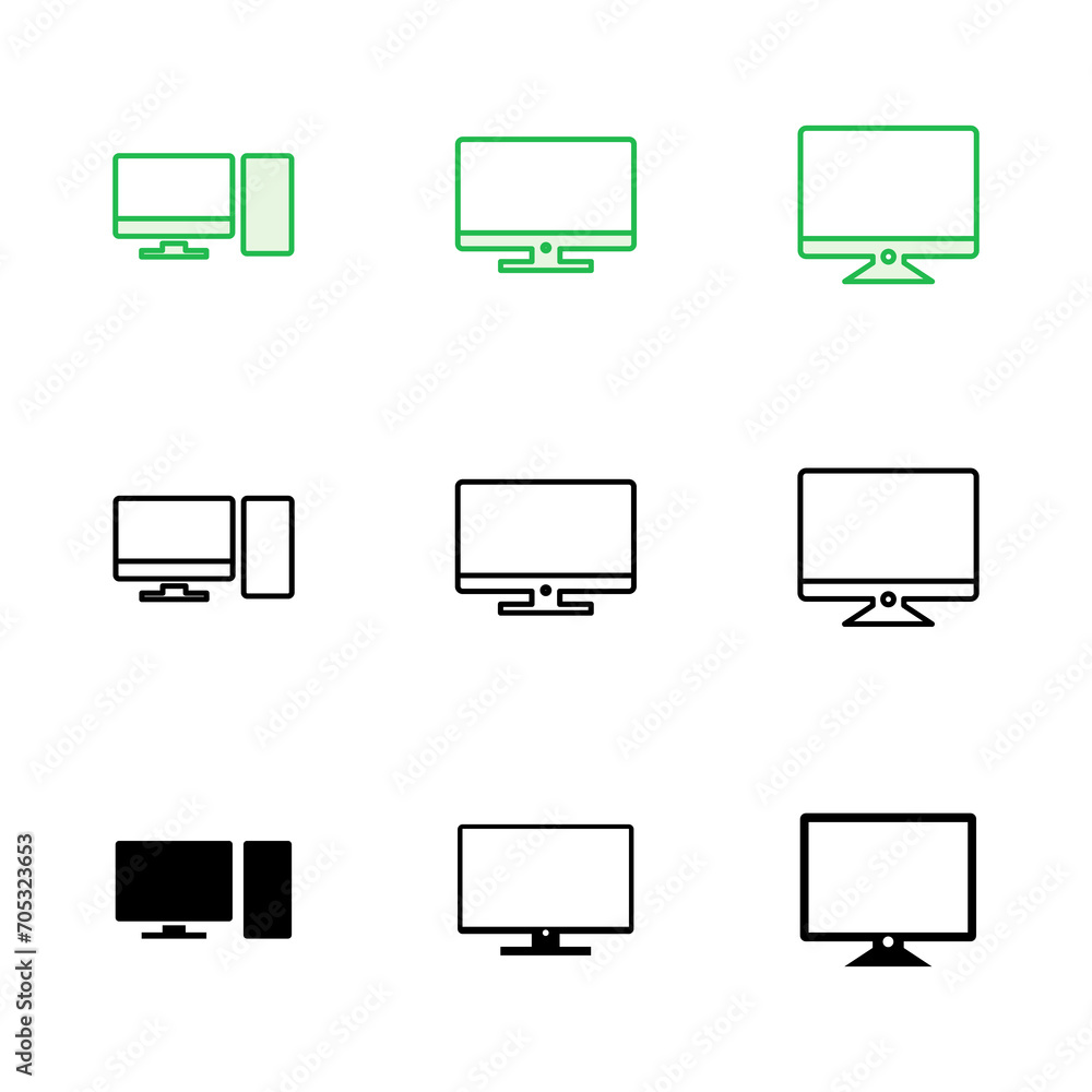 Computer icon set. computer monitor icon vector. Computer icon set. computer monitor icon vector.