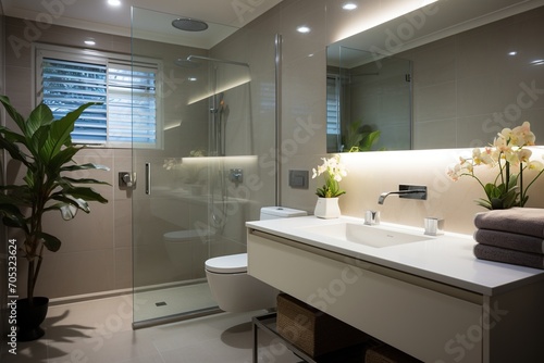 Ensuite bathroom with large shower and double vanity