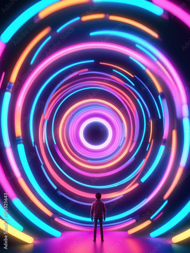 Obraz premium Abstract neon lights futuristic technology background.