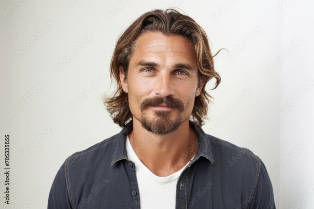 Portrait of a handsome man with beard and mustache looking at camera Portrait of a handsome man with beard and mustache looking at camera