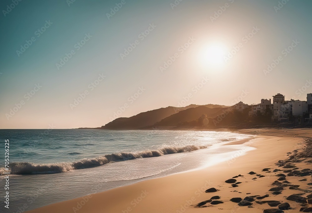 Obraz premium Summer beach and sea with clear sky background stock photoBeach Backgrounds Sky Sand