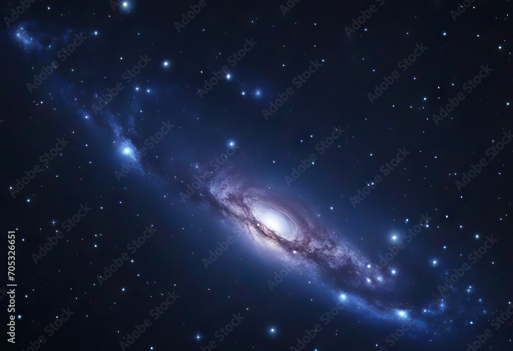 Fototapeta premium Swirling galaxy and stars in dark blue sky stock illustrationOuter Space Star Shape Galaxy Sky