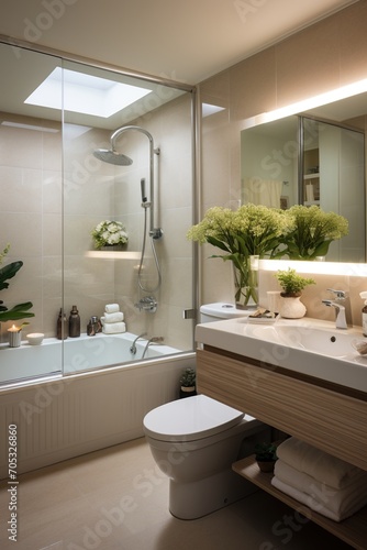 Modern bathroom interior with natural elements
