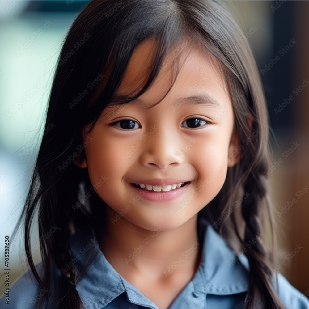 Asian Girls' Education. Happy beautiful Asian Girl is smilling. Generative AI Asian Girls' Education. Happy beautiful Asian Girl is smilling. Generative AI