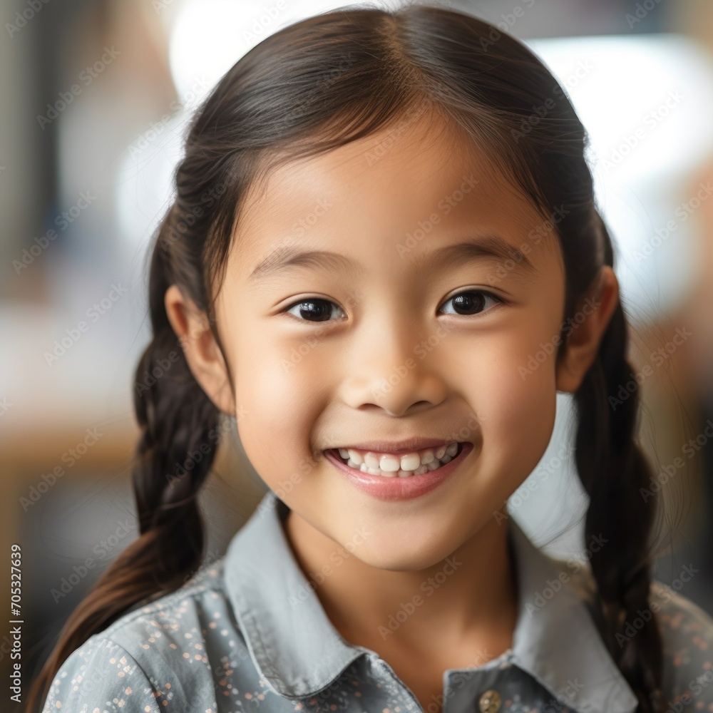 Asian Girls' Education. Happy beautiful Asian Girl is smilling. Generative AI Asian Girls' Education. Happy beautiful Asian Girl is smilling. Generative AI