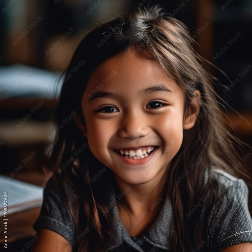 Asian Girls' Education. Happy beautiful Asian Girl is smilling. Generative AI Asian Girls' Education. Happy beautiful Asian Girl is smilling. Generative AI