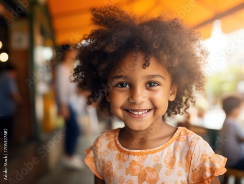 Afroamerican Girls' Education. Happy beautiful afro Girl is smilling. Generative AI